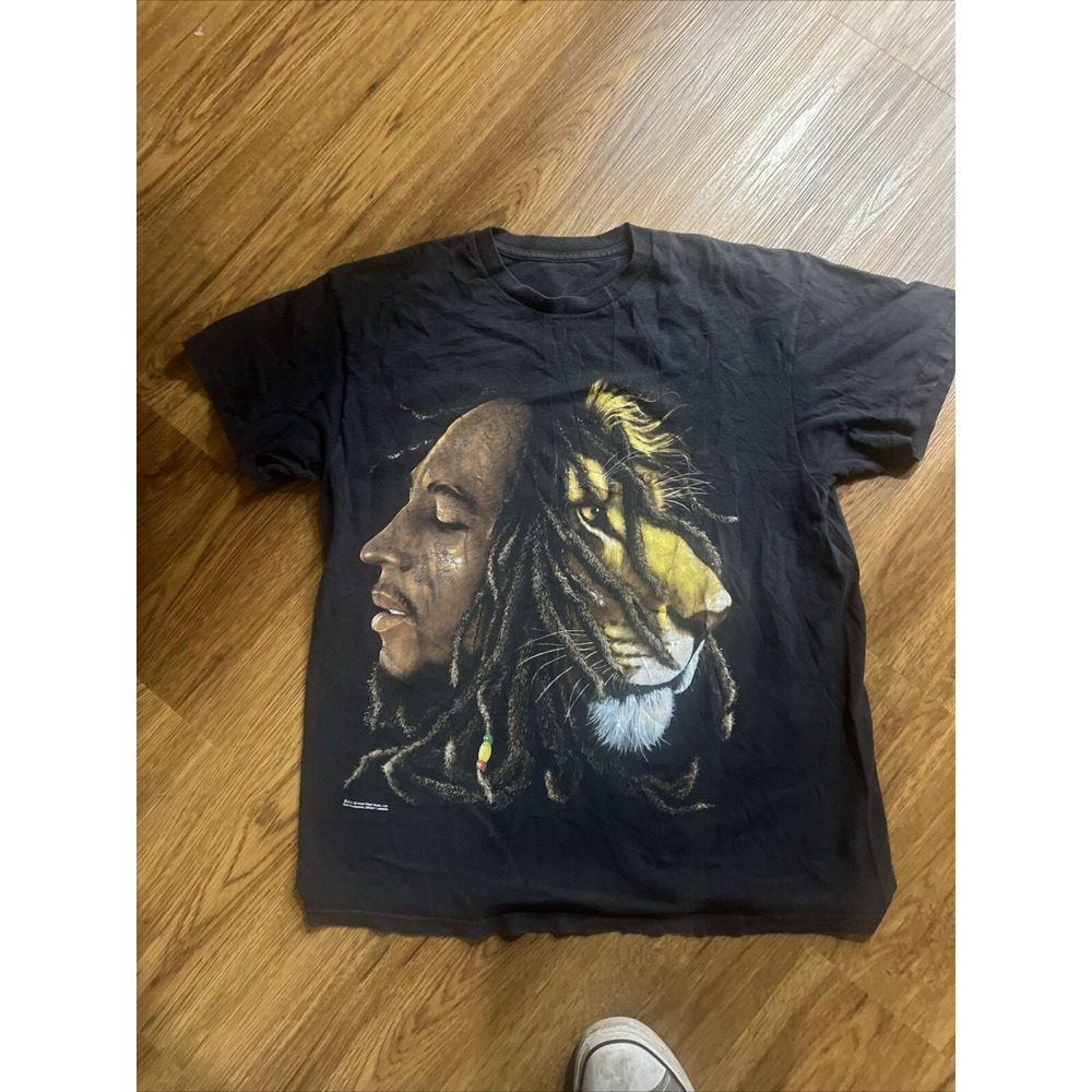 2010 Zion Rootswear Black Bob Marley Lion Graphic T Shirt Mens Size L